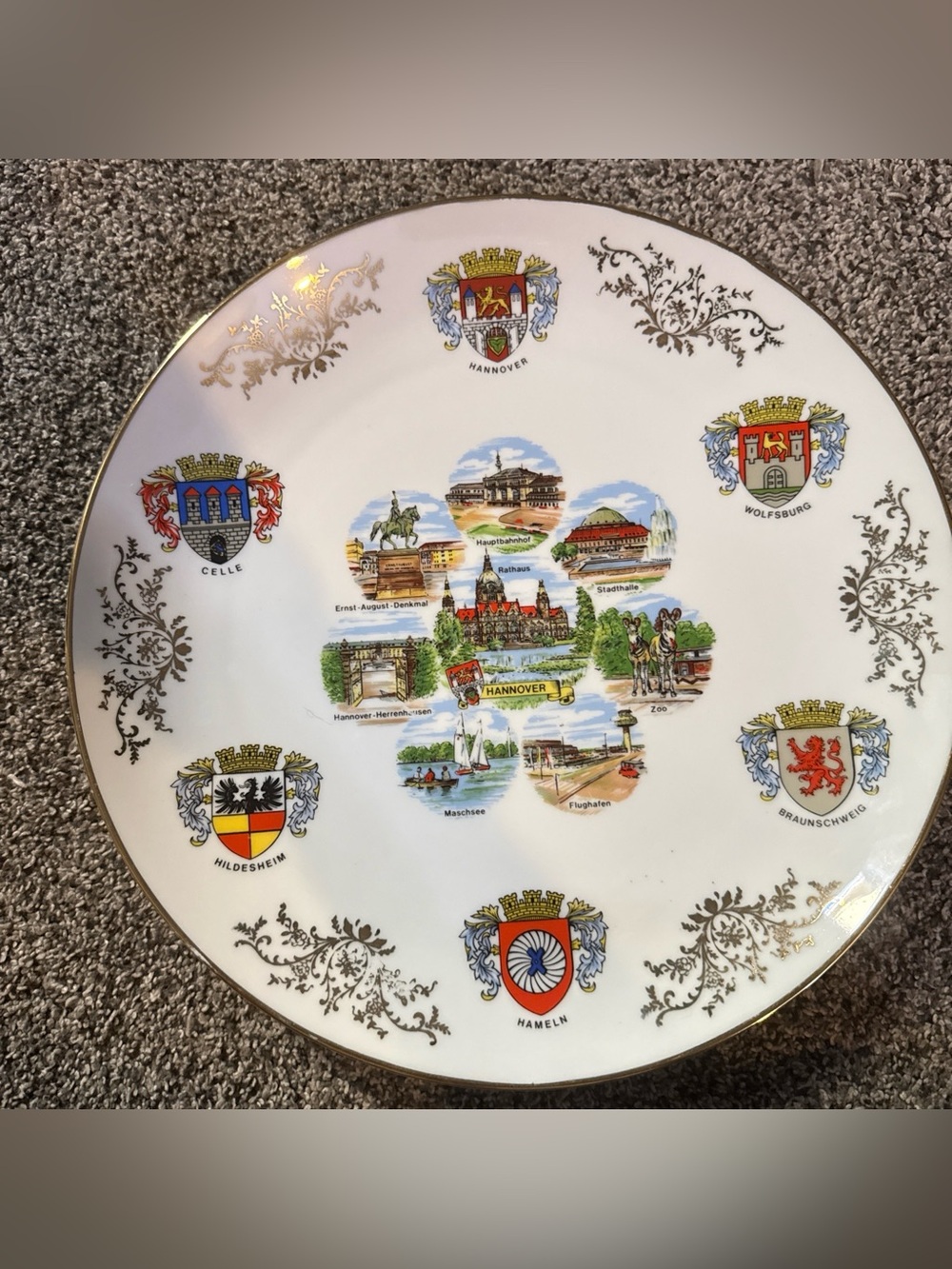 Hannover Germany City Crests 10.75” Porcelain Plate by Orstenberg Wall Decor